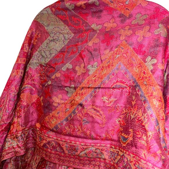 Magnificent European Adventure Travel Paisley PINK ORANGE pashmina wrap … - Picture 3 of 5
